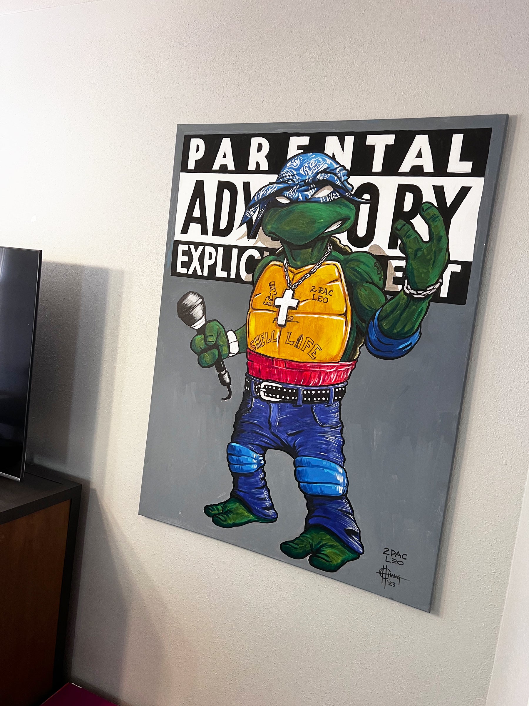 2Pac Leo – Icons in a Half Shell, 36x48 Original Painting by Quiggly