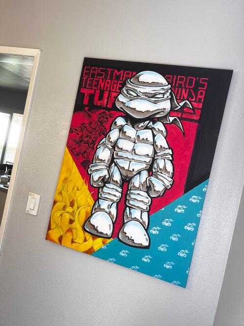 40th Anniversary Chrome Turtle – Icons in a Half Shell, 36x48 Original Painting by Quiggly