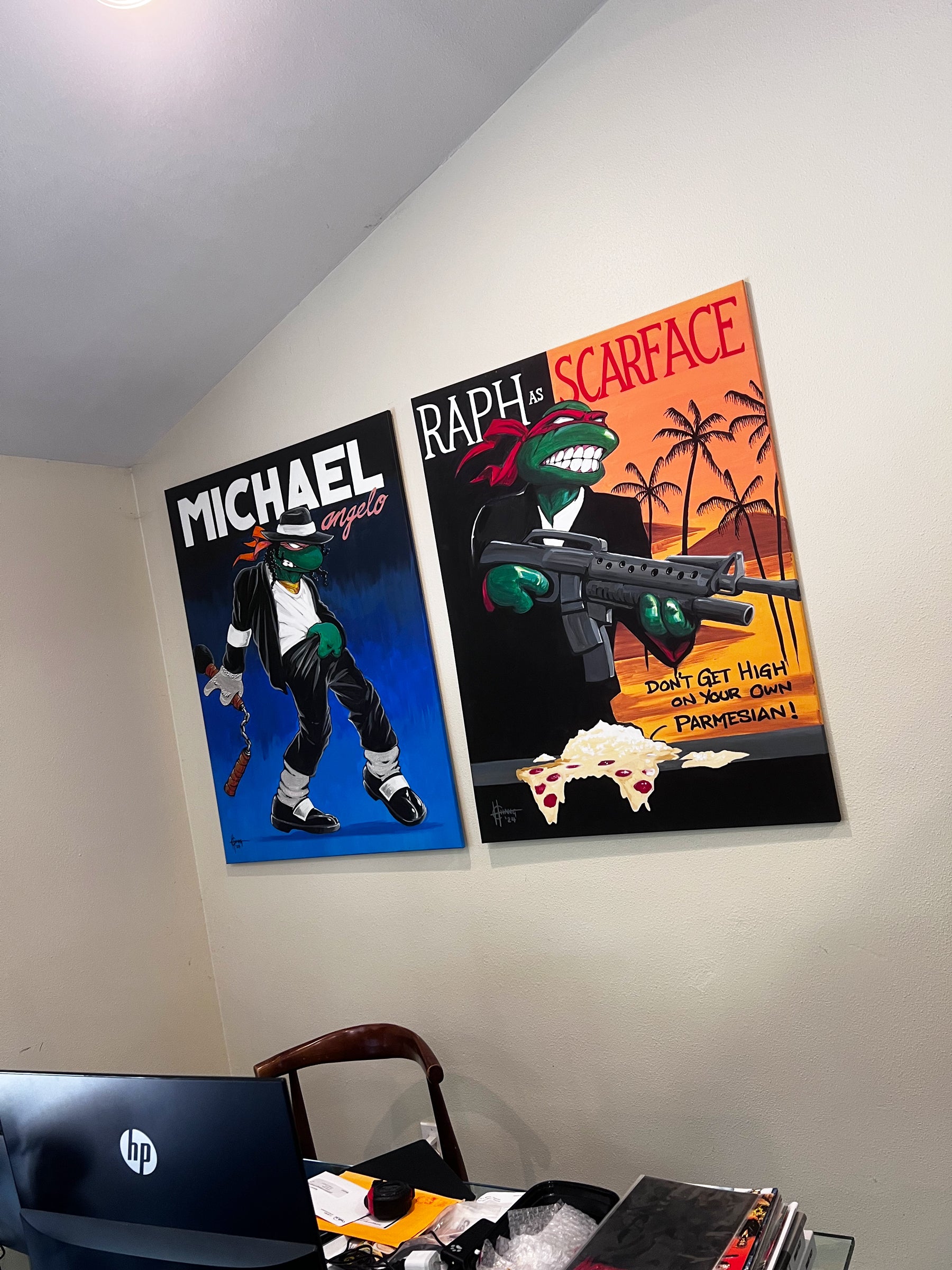 RAPH as SCARFACE – Icons in a Half Shell, 36x48 Original Painting by Quiggly