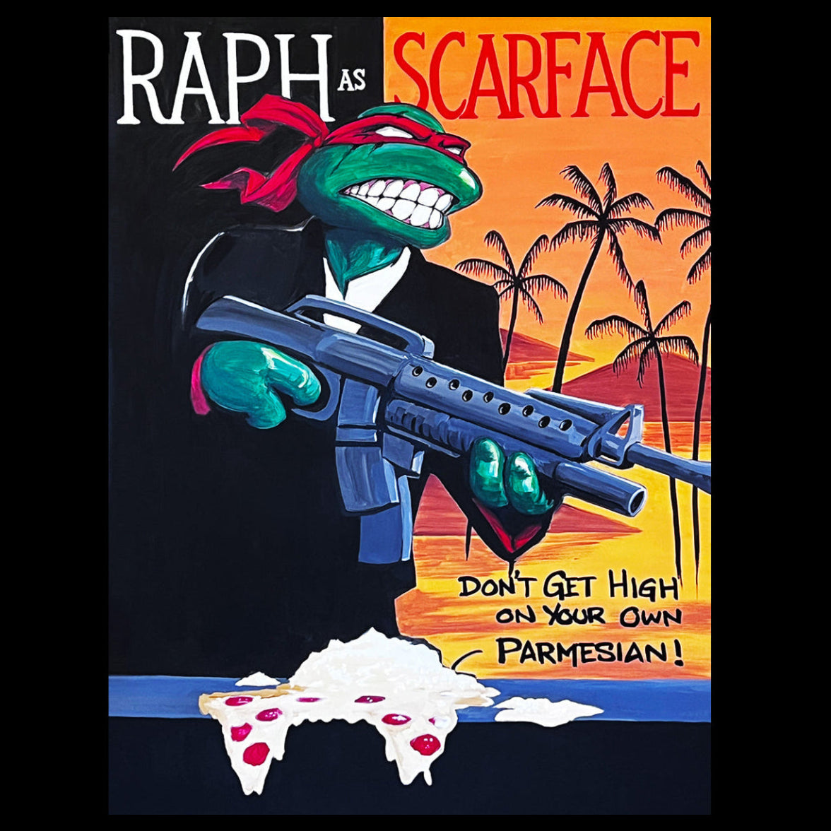 RAPH as SCARFACE – Icons in a Half Shell, 36x48 Original Painting by Quiggly